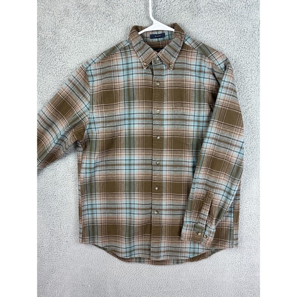 Pendleton Mason Shirt Mens Large Brown Blue Plaid Button Down Casual Flannel Men